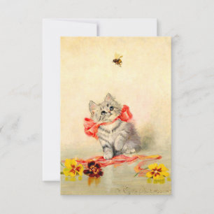 Kitten mit einem roten Band RSVP Karte