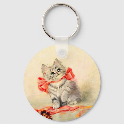 Kitten mit einem roten Band Schlüsselanhänger (Vorderseite)