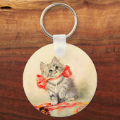 Kitten mit einem roten Band Schlüsselanhänger (Vorderseite)
