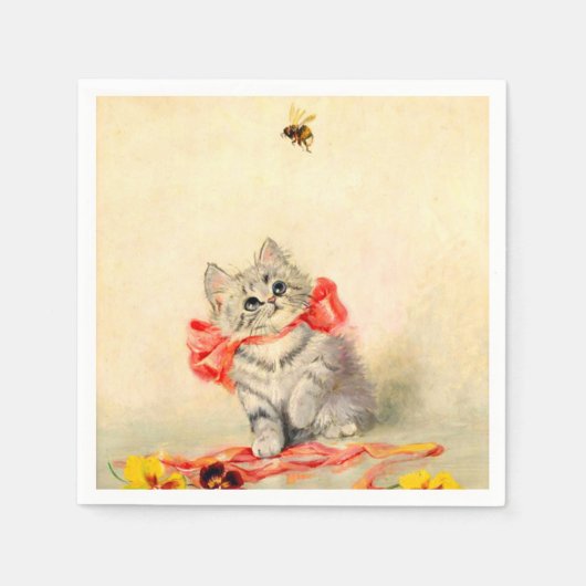 Kitten mit einem roten Band Serviette (Vorderseite)