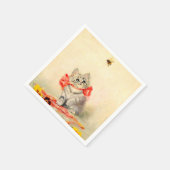 Kitten mit einem roten Band Serviette (Ecke)