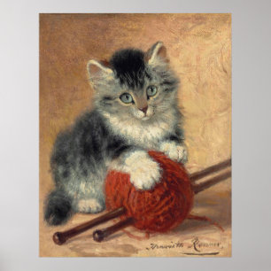 Kitten mit einer Wolle CC1172 Ronner-Knip Poster