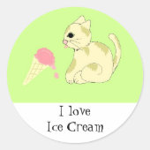 Kitten mit Eiscreme Runder Aufkleber (Vorderseite)