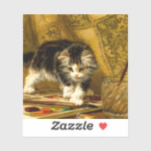 Kitten mit Farbe und Pinsel Aufkleber (Blatt)