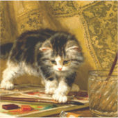 Kitten mit Farbe und Pinsel Aufkleber (Vorderseite)