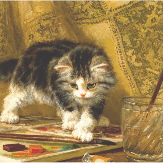 Kitten mit Farbe und Pinsel Aufkleber (Vorderseite)