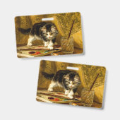Kitten mit Farbe und Pinsel Ausweis (Front & Back)