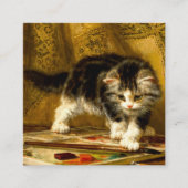 Kitten mit Farbe und Pinsel Begleitkarte (Vorderseite)