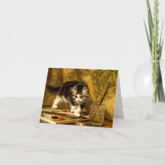 Kitten mit Farbe und Pinsel Einladung (Vorderseite)