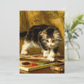 Kitten mit Farbe und Pinsel Einladung (Stehend Vorderseite)