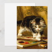 Kitten mit Farbe und Pinsel Einladung (Vorne/Hinten)