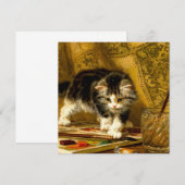 Kitten mit Farbe und Pinsel Einladung (Vorne/Hinten)