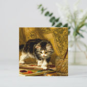 Kitten mit Farbe und Pinsel Einladung (Stehend Vorderseite)