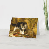 Kitten mit Farbe und Pinsel Einladung (Rückseite)