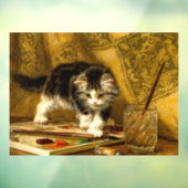 Kitten mit Farbe und Pinsel Fensteraufkleber (Blatt 3)