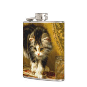 Kitten mit Farbe und Pinsel Flachmann (Links)