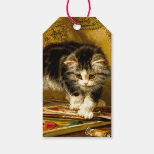 Kitten mit Farbe und Pinsel Geschenkanhänger