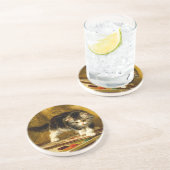 Kitten mit Farbe und Pinsel Getränkeuntersetzer (Seite)