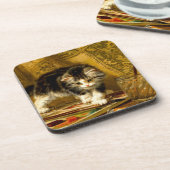 Kitten mit Farbe und Pinsel Getränkeuntersetzer (Linke Seite)