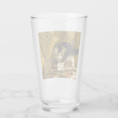 Kitten mit Farbe und Pinsel Glas (Rückseite)