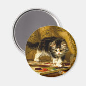 Kitten mit Farbe und Pinsel Magnet (Vorderseite/Rückseite)
