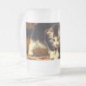 Kitten mit Farbe und Pinsel Mattglas Bierglas (Vorderseite Links)