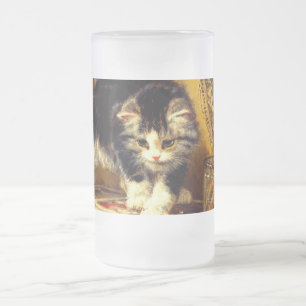 Kitten mit Farbe und Pinsel Mattglas Bierglas