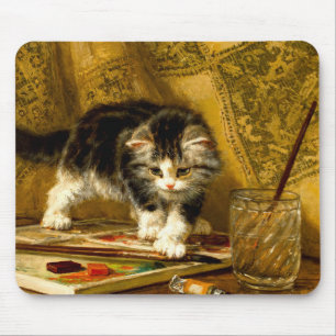 Kitten mit Farbe und Pinsel Mousepad