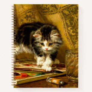 Kitten mit Farbe und Pinsel Notizblock