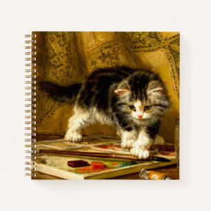 Kitten mit Farbe und Pinsel Notizblock