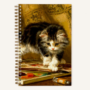 Kitten mit Farbe und Pinsel Notizblock
