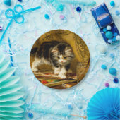 Kitten mit Farbe und Pinsel Pappteller (Party)