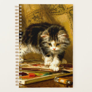 Kitten mit Farbe und Pinsel Planer