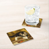 Kitten mit Farbe und Pinsel Rechteckiger Pappuntersetzer (Vor Ort)