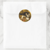 Kitten mit Farbe und Pinsel Runder Aufkleber (Tasche)