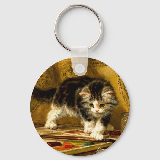 Kitten mit Farbe und Pinsel Schlüsselanhänger (Vorderseite)