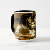 Kitten mit Farbe und Pinsel Tasse (Vorderseite Links)