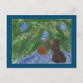 Kitten mit Ferienbaum Feiertagspostkarte (Vorderseite)