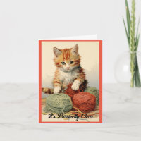Kitten mit Garn Geburtstagskarte