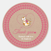 Kitten mit Herz-Crochet Danke Aufkleber (Vorderseite)