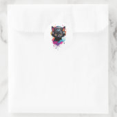 Kitten mit Kopfhörer Runder Aufkleber (Tasche)