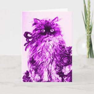 KITTEN MIT LILA ROSEN Geburtstag Karte
