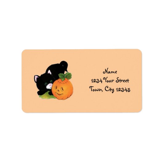 Kitten mit Pumpkin Adressaufkleber (Vorne)