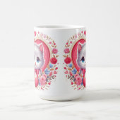 Kitten mit Red Bow mit romantischen Blumenherzen Kaffeetasse (Mittel)