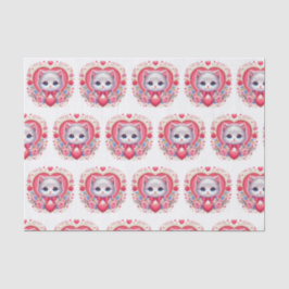 Kitten mit Red Bow mit romantischen Blumenherzen Seidenpapier