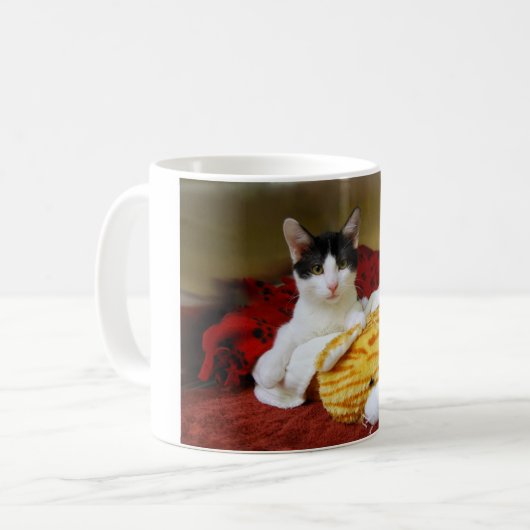 Kitten mit Toy Tiger Tasse (Vorderseite Links)