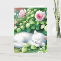 Kitten Napping Under Rosebush Geburtstag