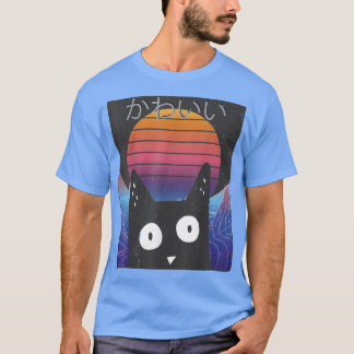 Kitten Neko Synthwave Japan 80er Manga Harajuku Ot T-Shirt
