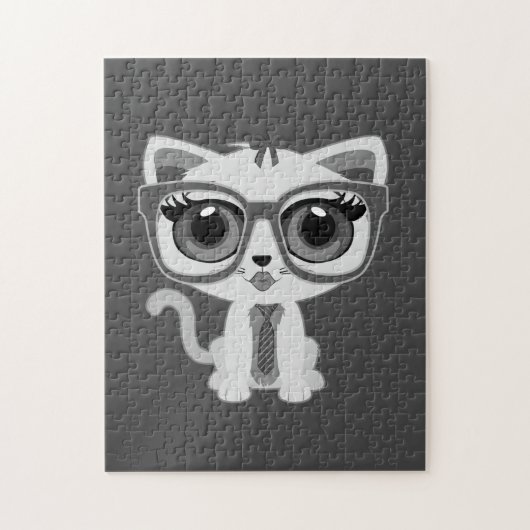 Kitten Nerd - Grau Puzzle (Vertikal)