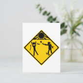 Kitten Ninja Road Sign Postkarte (Stehend Vorderseite)